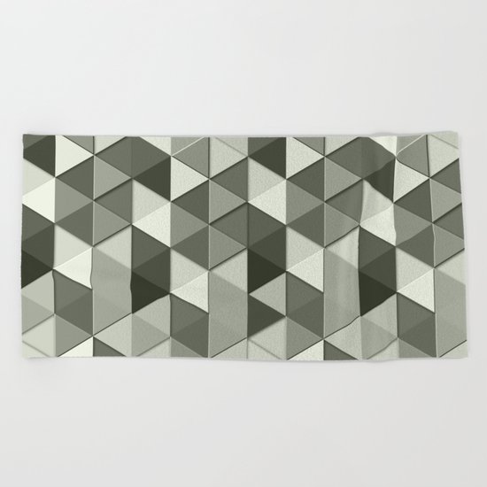 Cool Grayscale triangles geometric pattern Beach Towel
