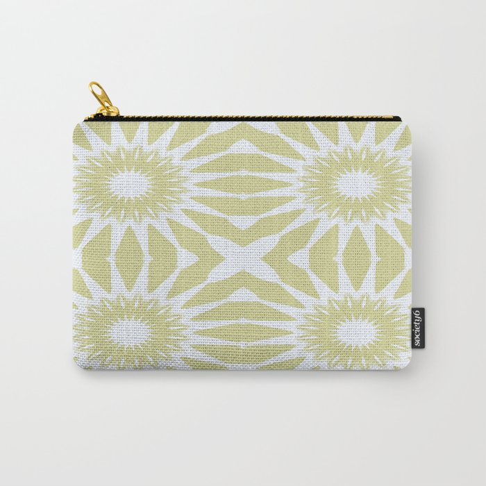 Beige & White Flowers Carry-All Pouch