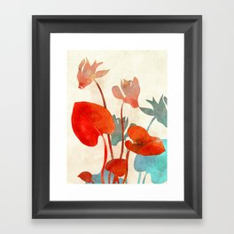 floral minimal shape illustration Framed Art Print
