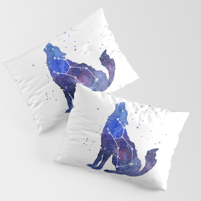 Galaxy Wolf Lupus Constellation Pillow Sham