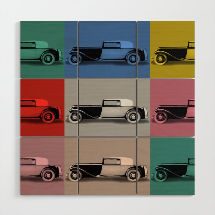 French classic car pop art Wood Wall Art