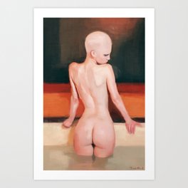 Nude Alien Woman In Baroque Bathtub Art Print
