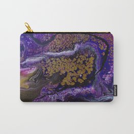 Purple Rainbow Carry-All Pouch | Purple, Gold, Paint, Acrylic, Pour, Abstract, Painting, Rainbow 