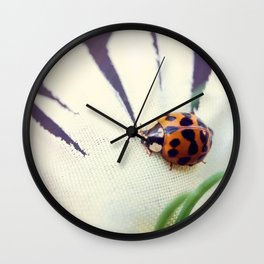 Ladybug On Flower Wall Clock