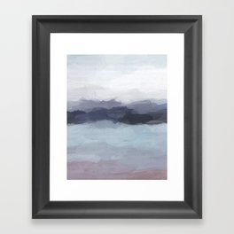 Shorebreak at Sunset - Plum Purple Navy Indigo Ocean Sky Blue Waves Abstract Nature Painting Art Framed Art Print