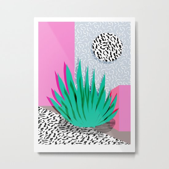 Dag - throwback memphis 1980s neon art pink pastel pattern black and white minimal art design urban Metal Print