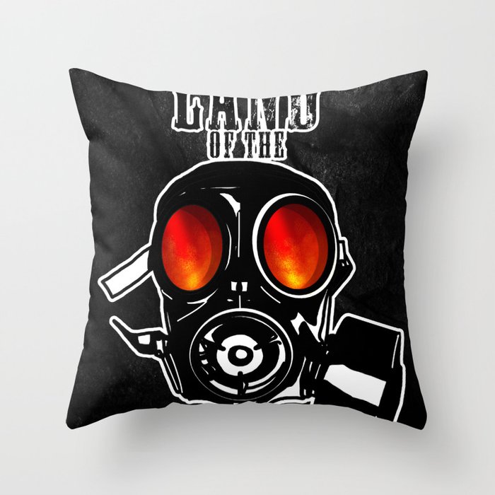 Land of the Gas Mask Throw Pillow