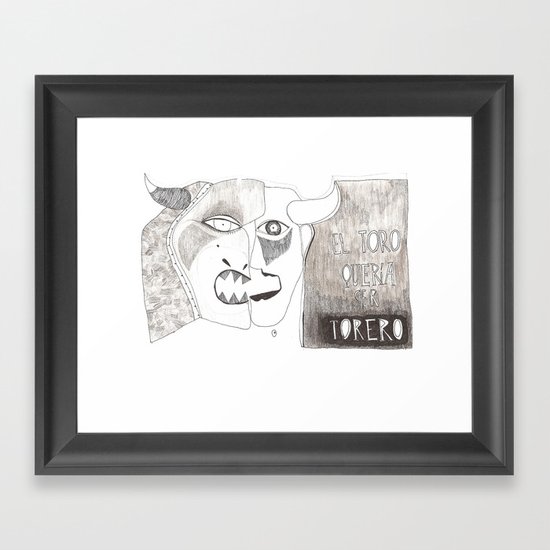 El toro que quería ser torero Framed Art Print