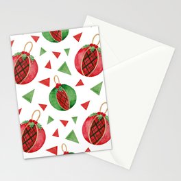Watercolor Pattern, Balls with Holly on a White Background Stationery Card
