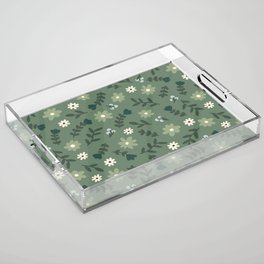 Flower Pattern (sage green) Acrylic Tray