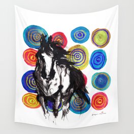 Wild horse with the rings Wall Tapestry