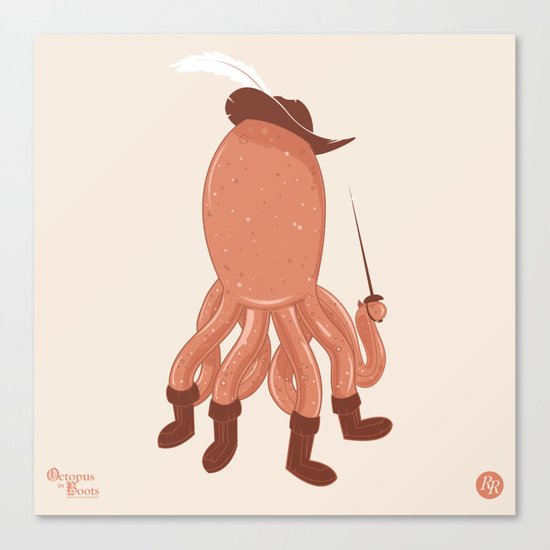 Octopus in Boots Canvas Print