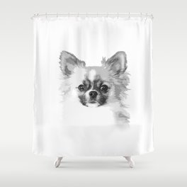 Chihuahua Dog Portrait Black And White #decor #society6 #buyart Shower Curtain