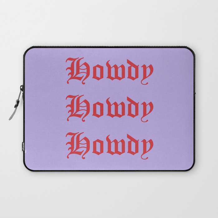 Old English Howdy Red and Lavender Laptop Sleeve