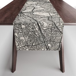 Tokyo - Japan - Authentic Map Black and White Table Runner