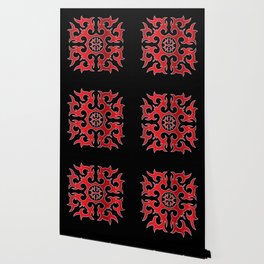 Caucasian Red Ornament Wallpaper