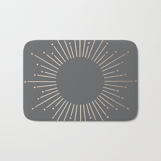 Simply Sunburst in White Gold Sands on Storm Gray Bath Mat