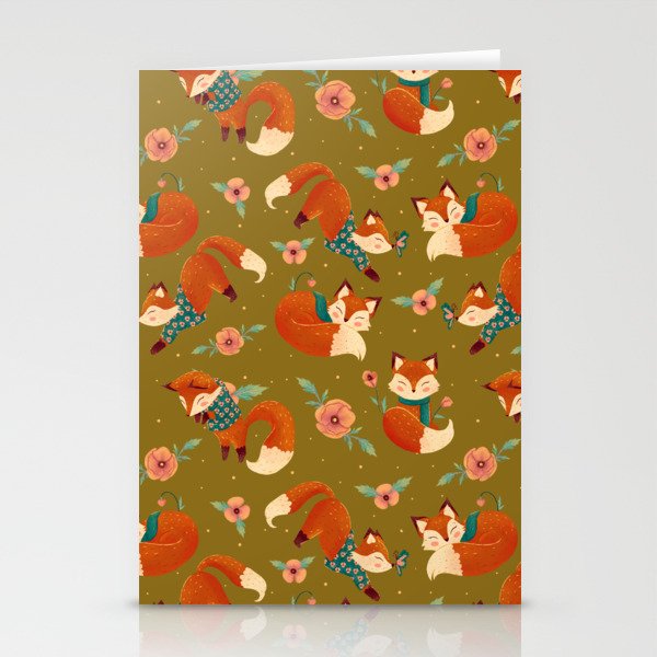 Cozy Foxes Pattern (light colour) Stationery Cards