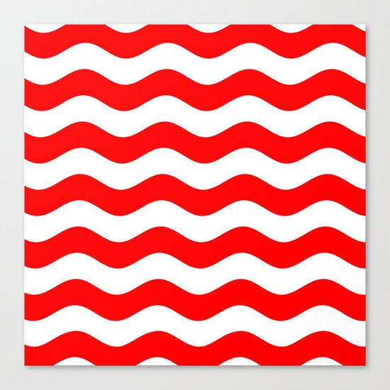 Wavy Stripes (Red/White) Canvas Print