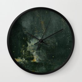 Nocturne In Black And Gold The Falling Rocket By James Mcneill Whistler | Reproduction Illustration Wall Clock