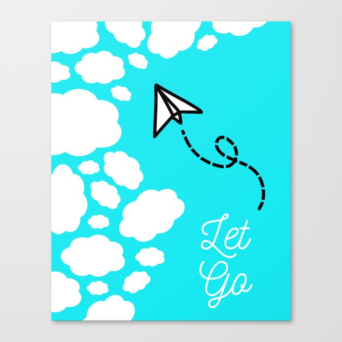 Let Go - Paper Airplane in the Clouds Canvas Print