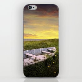 Stranded Row Boat in the Beach Grass at Sunrise on the shore on Prince Edward Island iPhone Skin
