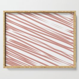 Rose  stripes background Serving Tray
