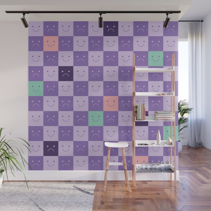 Plaid of Emotions pattern lilac Wall Mural