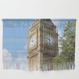 Great Britain Photography - Big Ben Under The Blue Sky By A Green Tree Wall Hanging