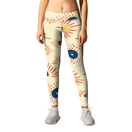 Modern Evil Eye Pattern - Blue and yellow Leggings