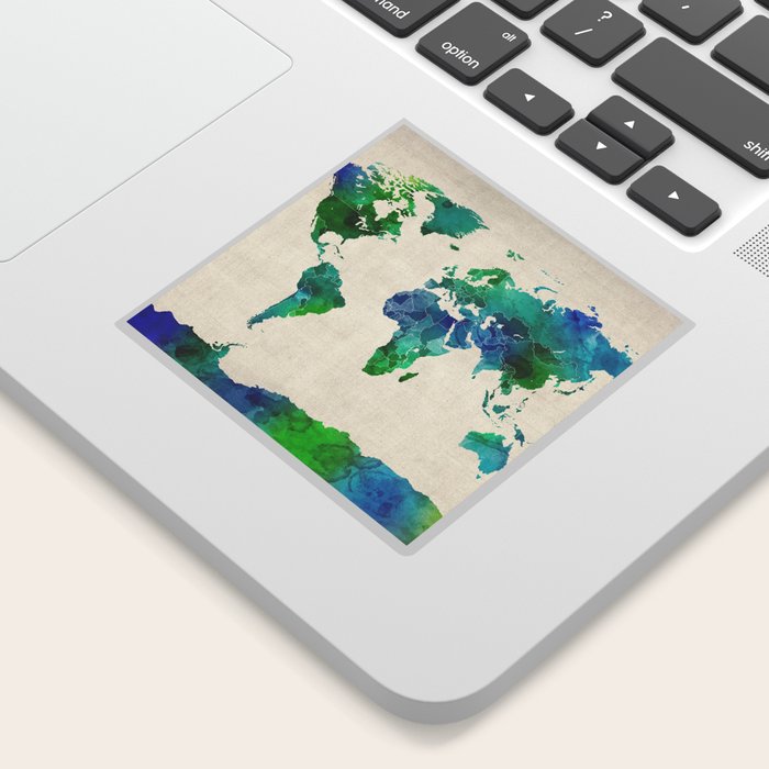 Watercolor Map of the World Map Sticker by artPause Michael Tompsett