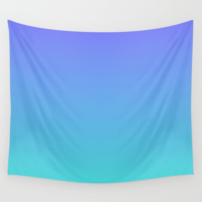 PEACOCK ABSTRACT. Bright Blue Gradient  Wall Tapestry