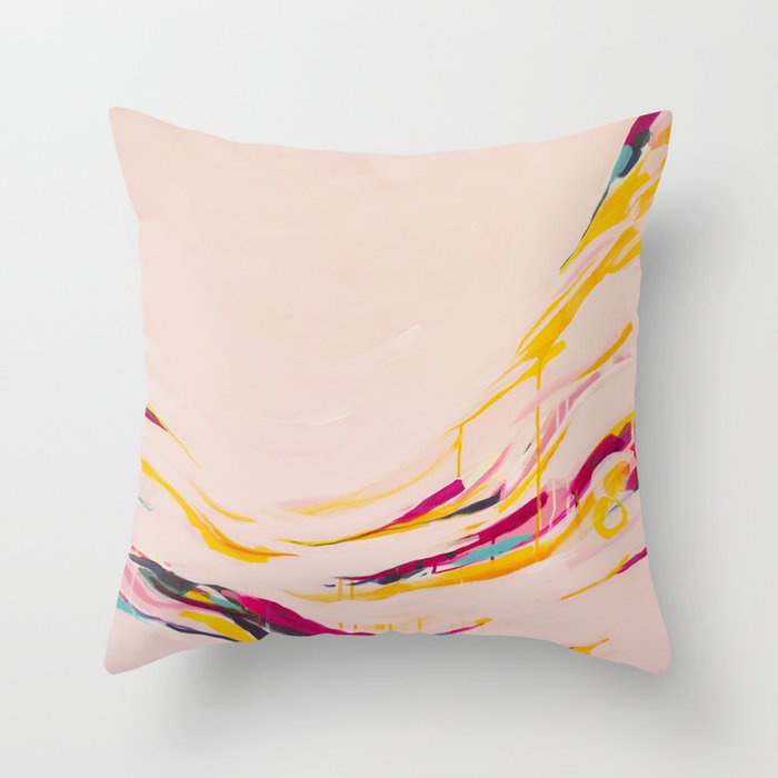 Miss Marmalade Rose - Abstract painting by Jen Sievers Throw Pillow