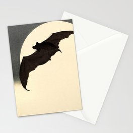 Koson Ohara - Bat and Full Moon - Japanese Vintage Woodblock Painting Stationery Card
