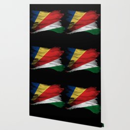Seychelles flag brush stroke, national flag Wallpaper