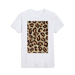 Brown spots leopard faux fur pattern Kids T Shirt