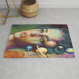 Hidden Constellations Rug | Jjdm, Space, Galaxy, Digital, Planets, Graphicdesign, Watercolor, Drip, Surreal, Moons 
