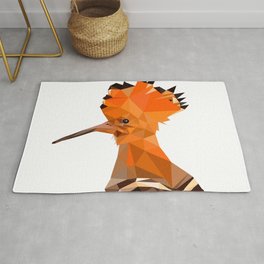 Bird artwork hoopoe geometric, Orange and brown Rug