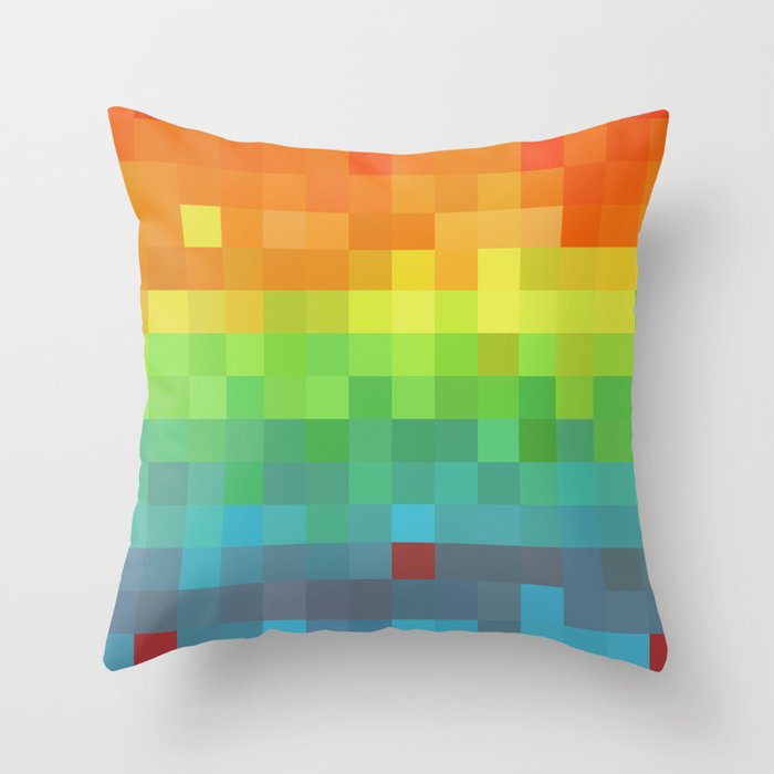 Pixel Rainbow Throw Pillow