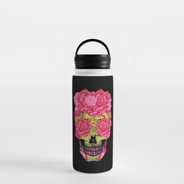 Floral Sugar Skull Muertos Day Of Dead Halloween Water Bottle