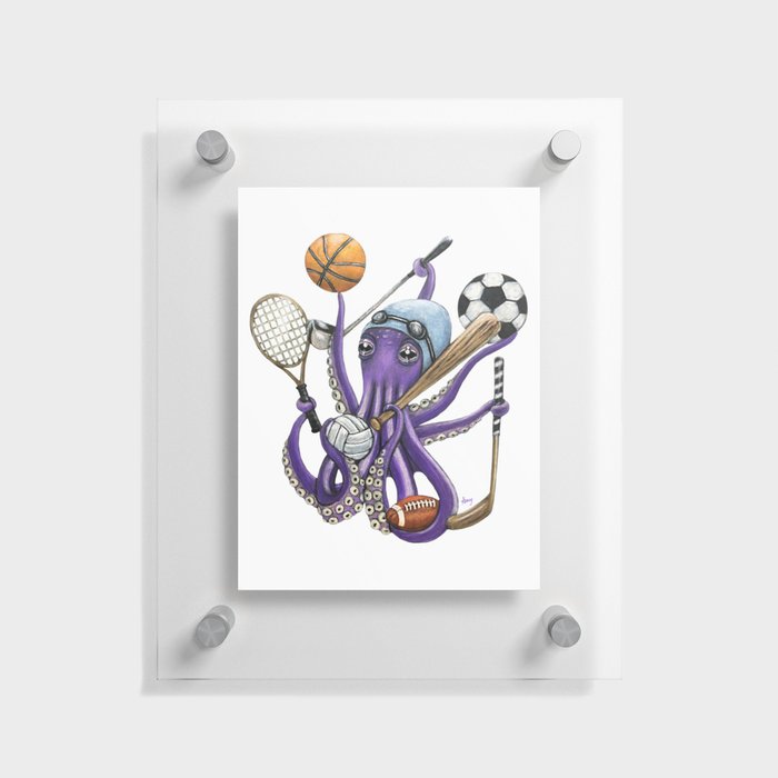 "Octo Coach" - Octopus Sports Floating Acrylic Print