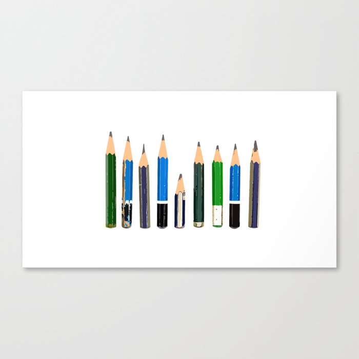 Lined up Old and Used Architect's Pencils Illustration Canvas Print