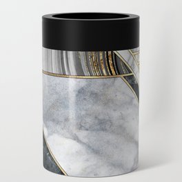 Art Deco Black + Gold + White Marble Geometry Can Cooler