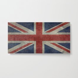 UK Flag, Dark grunge 1:2 scale Metal Print