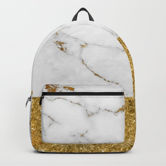 Luxury and glamorous gold glitter and white and gold marble Backpack