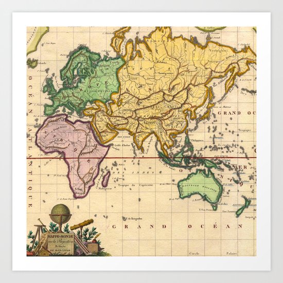 Vintage Map of the East Art Print