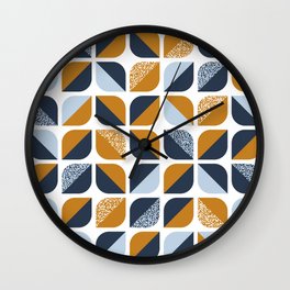 Mod autumn leaves mustard navy mosaic Wall Clock