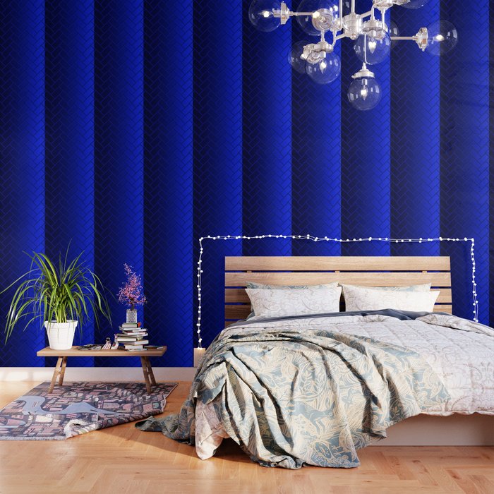 Herringbone Gradient Dark Blue Wallpaper
