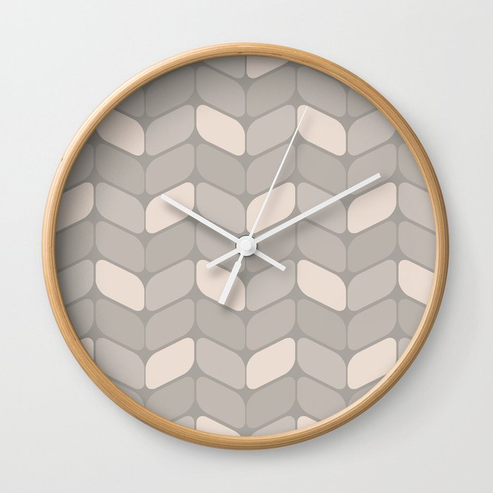 Vintage Diagonal Rectangles Taupe 1 Wall Clock