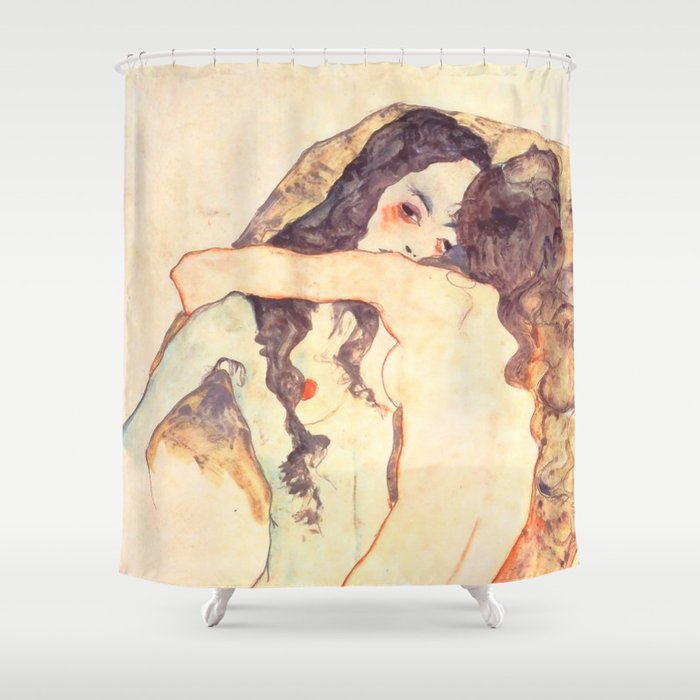 Egon Schiele "Two women embracing" Shower Curtain